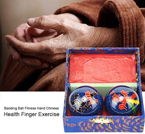 2Pcs Chinese Health Exercise Stress Baoding Balls, Meditation Massage Handball with Box, Hand Exercise Ball for Men Women Hand Exercises and Stress Relief(Color:Blue Dragon and Phoenix)