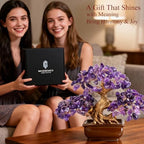 Amethyst Crystal Tree Bonsai – Handmade Tree of Life with Natural Amethyst Gemstones – Feng Shui Money Tree Chakra Healing, Spiritual Growth & Positive Energy Decor Gift 6 Inches