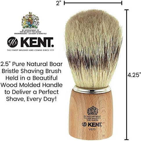Kent VS70 Natural Badger Bristle Beechwood Shaving Brush for Men for Safety Razor, Shaving Razors for Men. Perfect Lather Shaving Brush for Shave Cream, Shaving Soap. Kent Luxury Shaving Since 1777