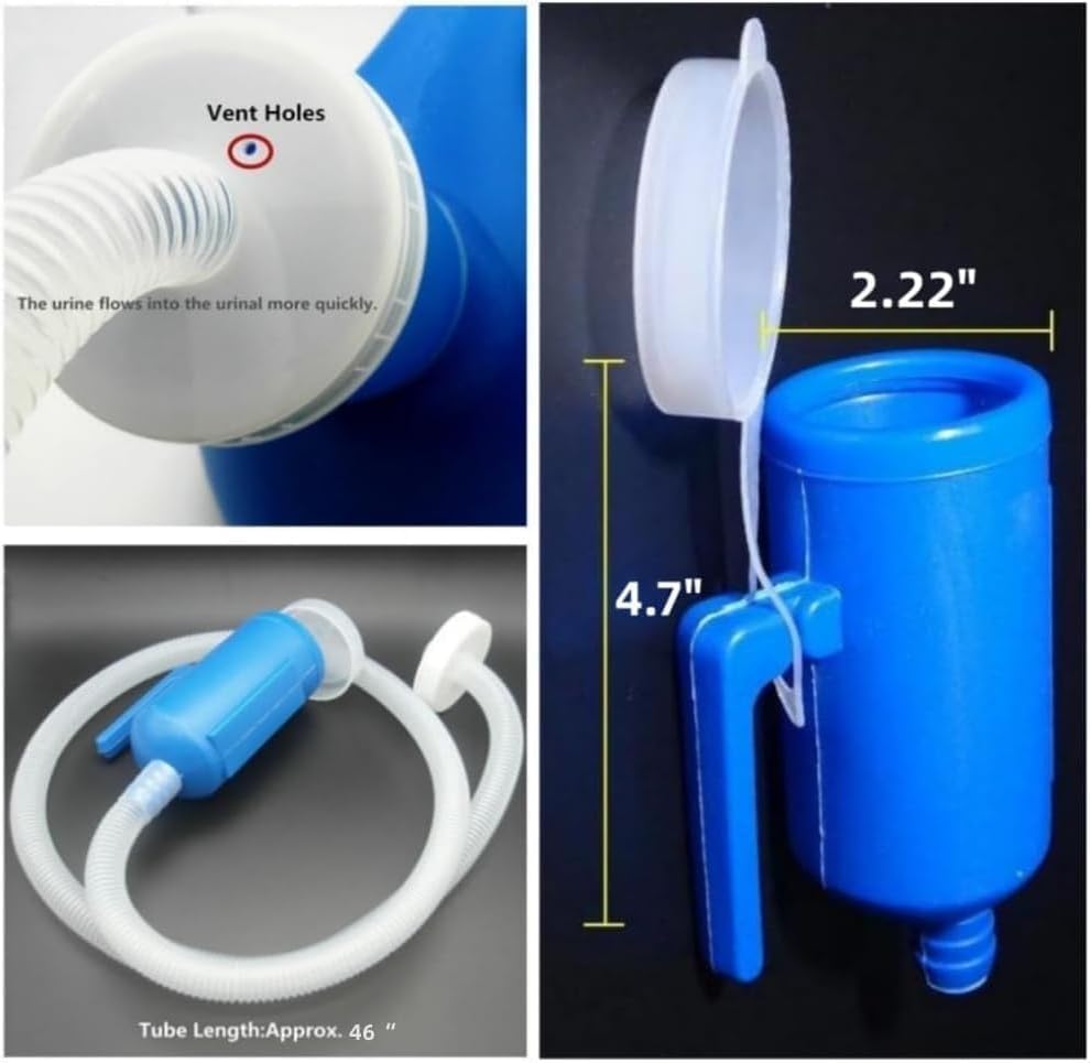 3000ML Large Male Urinal,YUMSUM Portable Mens Potty Pee Bottle Collector Travel Toilet 46” Long Tube (Blue with Hose)