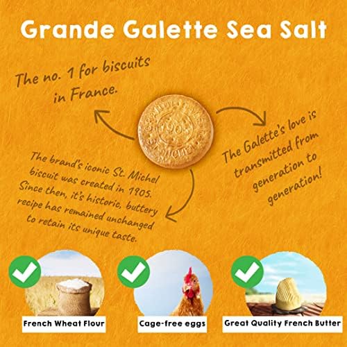 St Michel Grandes Galettes Butter Cookies Biscuits with Sea Salt 5.29oz, Pack of 6, Made in France, Non-GMO Pure Butter Cookies
