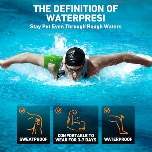 Kinesiology Tape for Shoulder Precut, 12 PCS Shoulder Tape for Pain Relief, KTQUICK Original Cotton Waterproof & Breathable, Enhance Elastic Sports Tape for Pain Support and Muscle Sports, Green