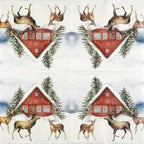 AM Décor 20 Count 3-Ply Luncheon Paper Napkins for Christmas Dinner Party Decorative Decoupage - 13" x 13" (Unfolded) Red House in the Snow