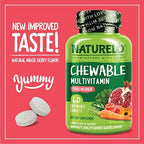 NATURELO Chewable Vitamin for Kids Multivitamin with Whole Food Organic Fruit Blend - 60 Tablets for Children