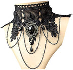 iWenSheng Halloween Costumes Jewelry for Women - Steampunk Black Lace Choker Necklace Gothic Jewelry Accessories, Vampire Choker Necklace Costume for Teen Girls