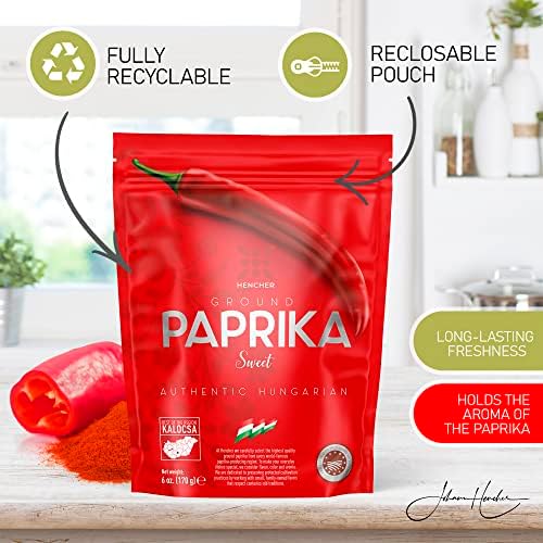 Artisan SWEET SMOKED Hungarian Paprika Powder (6oz/170g) Non-GMO, Imported from Hungary, Amazing Color, Unrivalled Flavor