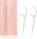 WLLHYF Portable Dental Floss Case Automatic Dental Floss Pick Organizer Case Travel Flosser Dispenser Storage Case Refillable Holder Boxes with 10 Floss Picks for Teeth Cleaning (Pink)