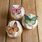 CHOCKACAKE Wafer Paper Butterflies - 24 Pcs Edible Cupcake Toppers for Wedding Birthday Party Cake Decorations - Rainbow Butterfly Sprinkles