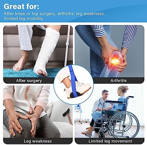35 Inches Long Leg Lifter Strap with Padded Handgrips and Foot Loop,Rigid Leg Lifter Hip&Knee Replacement Surgery Recovery Kit,Foot Lifter Easily Get in and Out of Bed,Car,Wheelchair