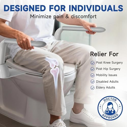 DOZAWA Toilet Safety Rails for Seniors, Heavy Duty Toilet Rails with Foldable Handles, Space-Saving Toilet Assist Arms, Toilet Bars for Elderly, Pregnant, Mobility Impaired, Support Up to 480LBS