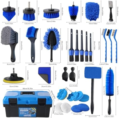 36Pcs Car Detailing Kit, Car Detailing Brush Set, Car Cleaning Kit, Auto Detailing Tools for Interior Exterior Wheels, Professional Car Wash Accessories with Windshield Cleaning Tool and Storage Box