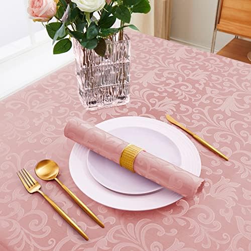Horbaunal 12 Pack Damask Cloth Napkins 17 x 17 Inch, Jacquard Table Cloth Napkins Set of 12 Square Satin Napkins Fabric Dinner Napkins for Wedding Party Banquet, Rose Gold