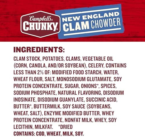 Campbell's Chunky Soup, New England Clam Chowder, 18.8 Oz Can (Case of 12)