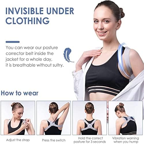 Posture Corrector for Men and Women Kids with Smart Sensor Vibration Reminder - Upper Back Brace Straightener with Adjustable Clavicle Support for Neck, Back and Shoulder Pain Relief Lumbar