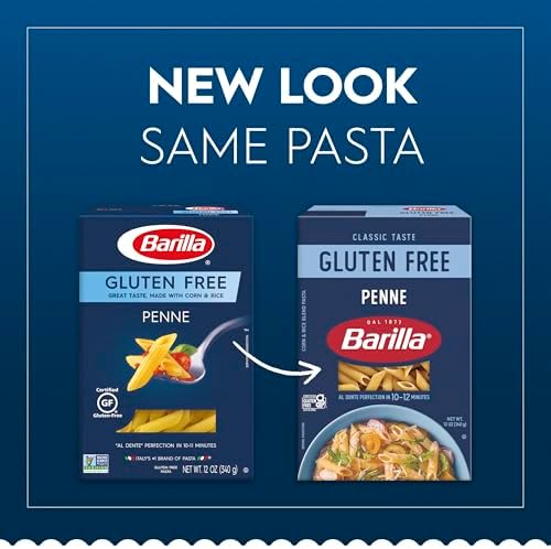 Barilla Gluten Free Penne Pasta, 12 Ounce (Pack of 8)- Non-GMO Gluten Free Pasta Made with Blend of Corn & Rice - Vegan