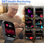 Health Smart Watches for Men Women - 1.87'' Large Display Fitness Trackers Watch with Heart Rate, Blood Pressure, Blood Oxygen, Sleep & Stress Track, 110+ Sports Modes, IP68 Waterproof Watch,Black