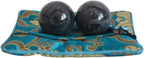 Baoding Balls Grey-black Marble Chinese Exercise Health Massage Stress Relieve Relax Fingers Zen Tai Chi Ball Therapy Trainer Arthritis Thumb Massager for Hands (1.4 inches, Grey-black with bag)
