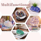 Nupuyai Titanium Coated Irregular Quartz Crystal Cluster Decor for Home Office Natural Druzy Rock Crystal Stone Specimen, Red