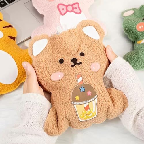 500ML Cute Plush Hot Water Bottle, Hot Water Hand Warmer, Hot Water Bag with Soft Cover for Pain Relief, Menstrual Cramps, Neck Shoulder, Soft Fluffy Hot Bag for Winter (3 PCS)