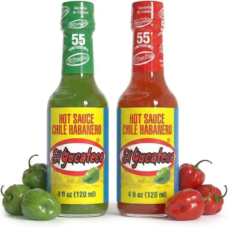 EL YUCATECO Hot Sauce, Aauthentic Mexican Hot Sauce Flavor, Bold Taste with Real Habanero Salsa, Fiery kick in every drop, Spicy gift set, Gourmet flavor, 2-pack Green and Red sauce | 4oz each