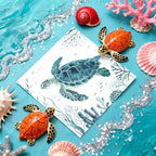 100Pcs Coastal Turtle Paper Napkins 3-ply 6.5'' x 6.5" Disposable Ocean Blue Sea Turtles Dinner Size Napkins Coral Starfish Square Beverage Napkin for Beach Holiday Lunch Dinner Party Kitchen Supplies