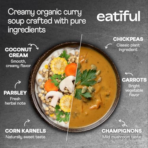 EATIFUL Curry Soup, Made With Organic Vegetables, Thai Ready To Eat Vegan Curry Soup, No Added Preservatives, Gluten Free, NON GMO, 14.1 Ounce (Pack of 5)
