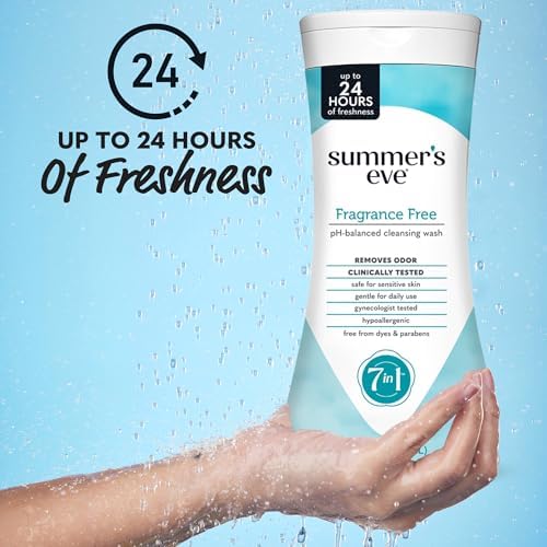 Summer's Eve Fragrance Free All-Over Feminine Wash, Gentle pH-Balanced Body Wash for Women, Removes Vaginal Odor, 15 Fl Oz