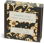 Signature Collection – Thank You (Folk). 12 x Twenty Minute Candles with a Ceramic Holder.