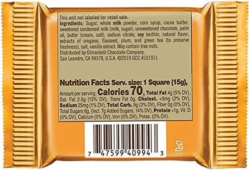 Ghirardelli Milk & Caramel Chocolate Squares, 0.53 Ounce, 50 count