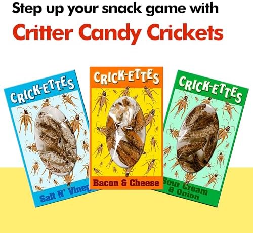HotLix Crick-ettes Edible Bugs (6-Pack) | Salt n Vinegar, Bacon & Cheese, Sour Cream & Onion | Dried Crickets to Eat | Weird Snacks for Humans & Pets | Edible Crickets for Parties & Exotic Snacks