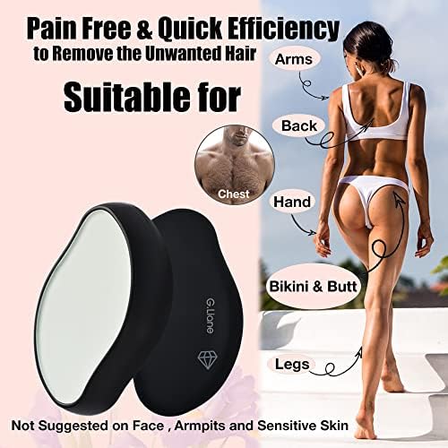 Crystal Hair Eraser,Crystal Hair Remover and Exfoliator,Nano Glass Hair Remover Stone,Reusable Painless Physical Hair Removal Depilator for Men Women Quick Soft Silky Skin (Black)