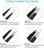 UUBAAR 6 PCS Professional Tweezers Set - Stainless Steel Precision Tweezer Kit for Eyebrows, Facial Hair, Ingrown Hair & Splinter Removal with Travel Case (Black)
