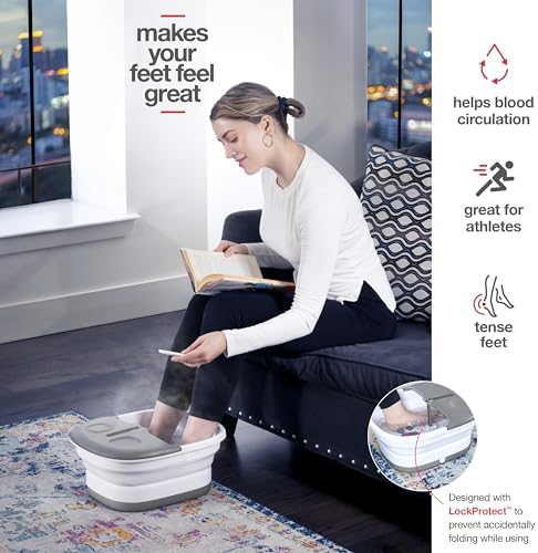 Medical king Foot Spa with Heat and Massage and Jets Includes A Remote Control A Pumice Stone Collapsible Foot Spa Massager with Heat and Massage Bubbles and Vibration
