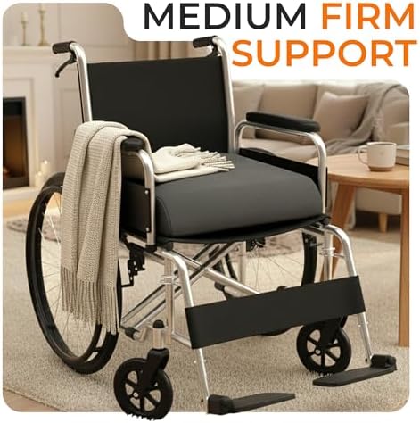 Cheer Collection Extra Large Seat Cushion | Memory Foam Comfort Pad for Prolonged Sitting with Removable Washable Cover