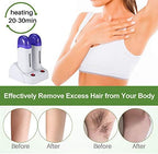 Mini Depilatory Wax Heater, Portable Cartridge Wax Depilatory Roller Warmer Heater Waxing Body Hair Removal Machine(Double Waxing Heaters)