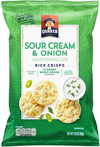 Quaker Rice Crisps, Sour Cream & Onion, 3.03 oz Bags, 12 Count (Packaging May Vary)