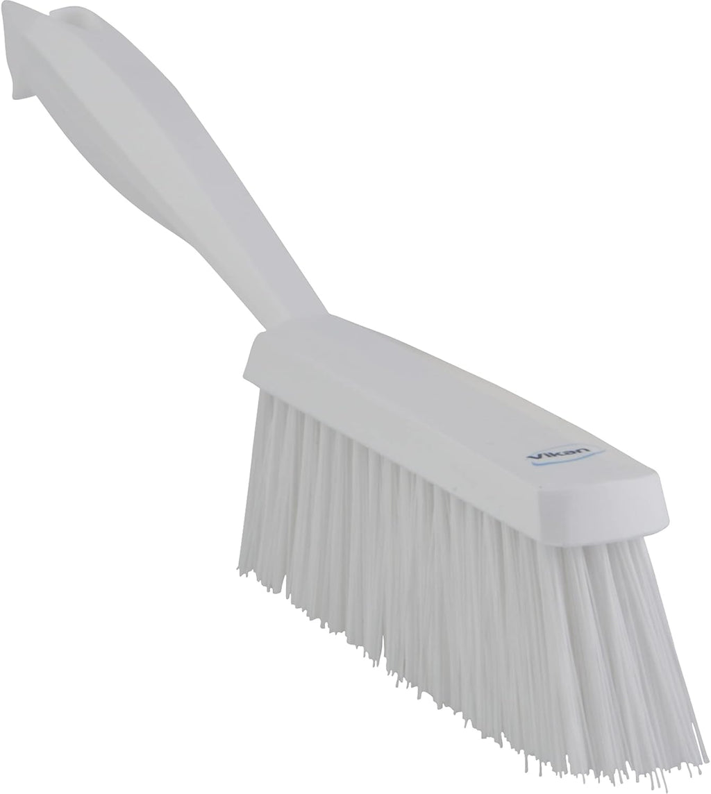 Vikan 45895 Bench Cleaning Brush, Polypropylene/Polyester Medium Bristle Dustpan Brush & Sweeper, 14 Inch, White
