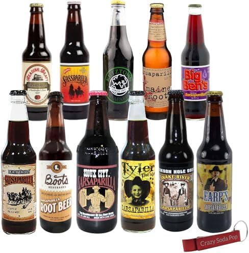 Sarsaparilla Soda Variety Sampler Pack | Premium Crafted Variety Pack from Around USA | Includes Crazy Soda Pop Bottle Opener (6 Pack)