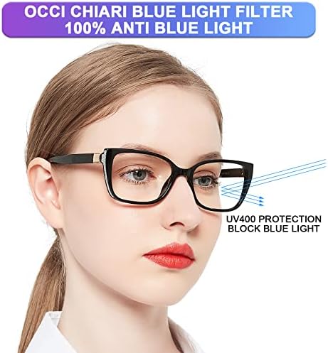 OCCI CHIARI Blue Light Blocking Reading Glasses Women Large Reader