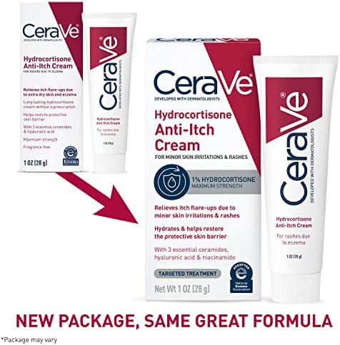 CeraVe 1% Hydrocortisone Anti-Itch Cream, Fragrance-Free Relief for Eczema-Prone & Dry Skin, 1 Ounce