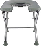 Folding Bath Toilet Chair Shower Bench Portable Bedside Commode for Adults, Handicap, Elderly with Non-Slip Leg Pad Wipe Clean Easy