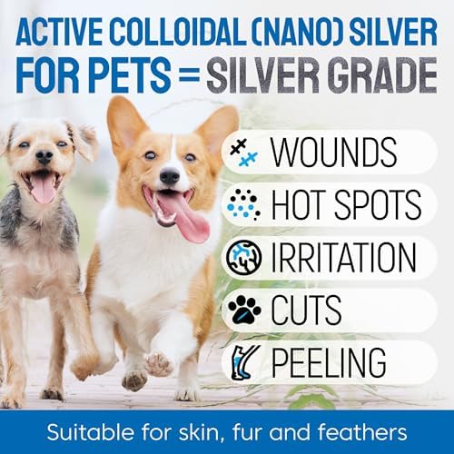 SILVER GRADE Wound Spray for Pets – Colloidal Silver Wound Care for Dogs & Cats – Helps with Skin Irritation, Hot Spots, Rashes, Scratching, Itch, Bites & Burns – Use a Dog Cone – 4 oz