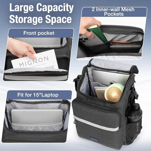 ZHCHG Upgrade Wheelchair Bags to Hang on Back, Multi-Functional Wheelchair Accessories, Casual Backpack, Durable Large Travel Storage Bag- Black