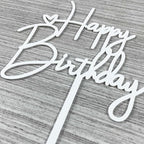 JIEEIN Happy Birthday Cake Topper for Birthday Party Decoration - Off-white Plastic