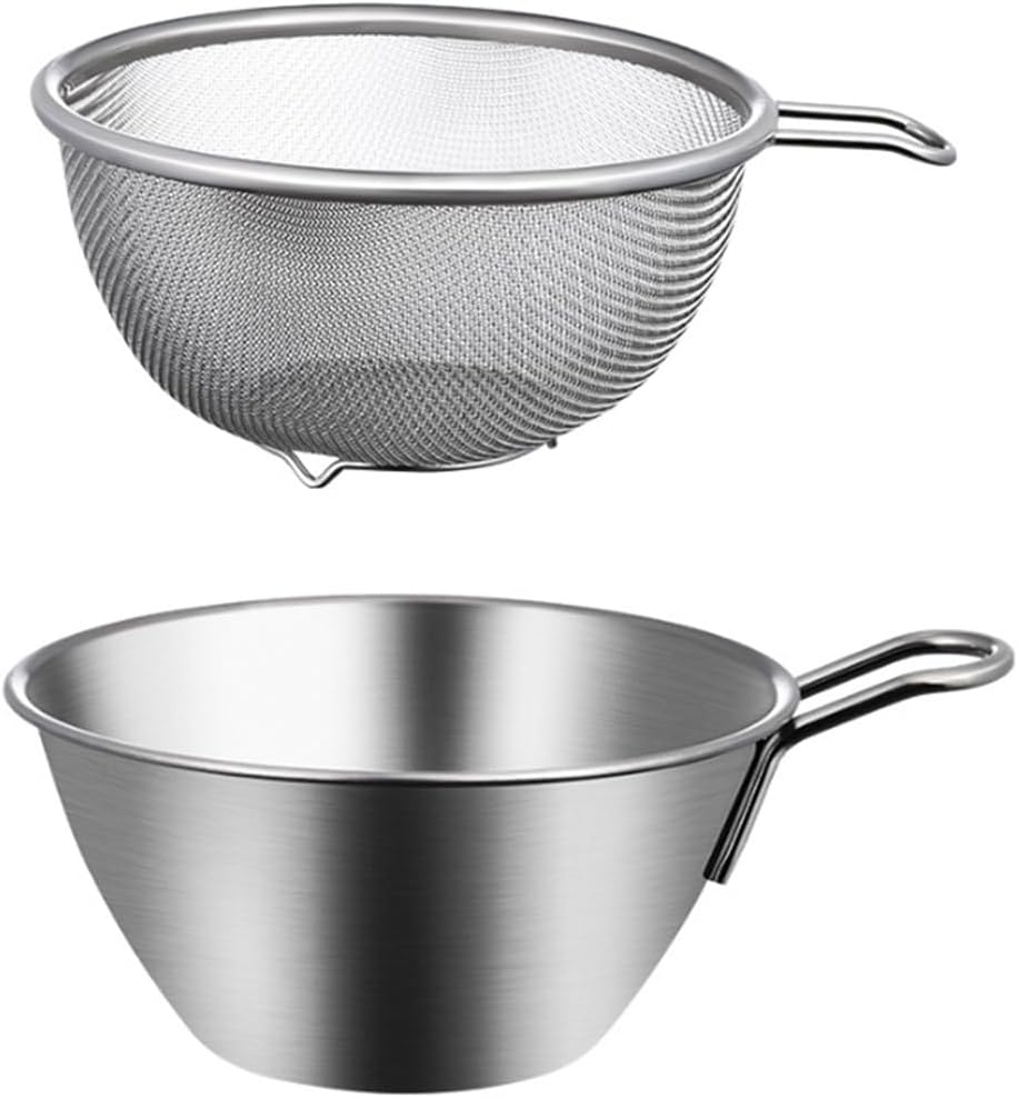 Zerodeko Colander Set with Handle 7.08 Inch Rice Washing Bowl and Food Strainer for Kitchen Use Lightweight Basin for Fruit Cleaning and Microwave Heating