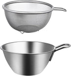Zerodeko Colander Set with Handle 7.08 Inch Rice Washing Bowl and Food Strainer for Kitchen Use Lightweight Basin for Fruit Cleaning and Microwave Heating
