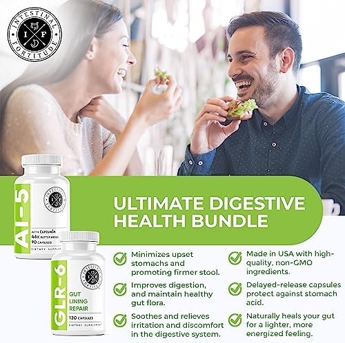 Intestinal Fortitude AI-5 & GLR-6 Digestive Health Supplement Bundle w/Glutamine, Turmeric, Curcumin for Gut Health Capsule Supplement & Support Digestive Health, Non-GMO, Dairy Free - 30-Day Supply