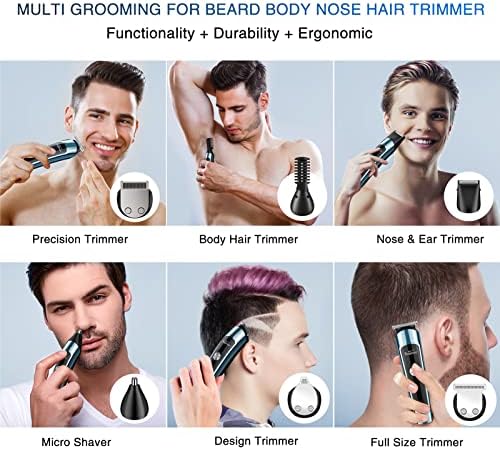 Brightup Beard Trimmer for Men, IPX7 Waterproof Mens Grooming Kit with Cordless Hair Clippers, Electric Razor with LED Display, Shavers for Mustache, Body, Face, Ear, Nose Hair Trimmer, Gifts for Men