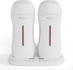 Wax Bear Roll On Wax Warmer with Double Roller for Soft Wax Cartridges, Magnetic Heating Base for Hair Removal at Home or Salon (White)