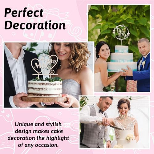 3 PCS Rustic Wooden Wedding Cake Topper Mr and Mrs, Bride and Groom Cake Topper Wedding Anniversary Bridal Shower, Engagement Party Decorations, Wedding Decoration, Perfect Keepsake